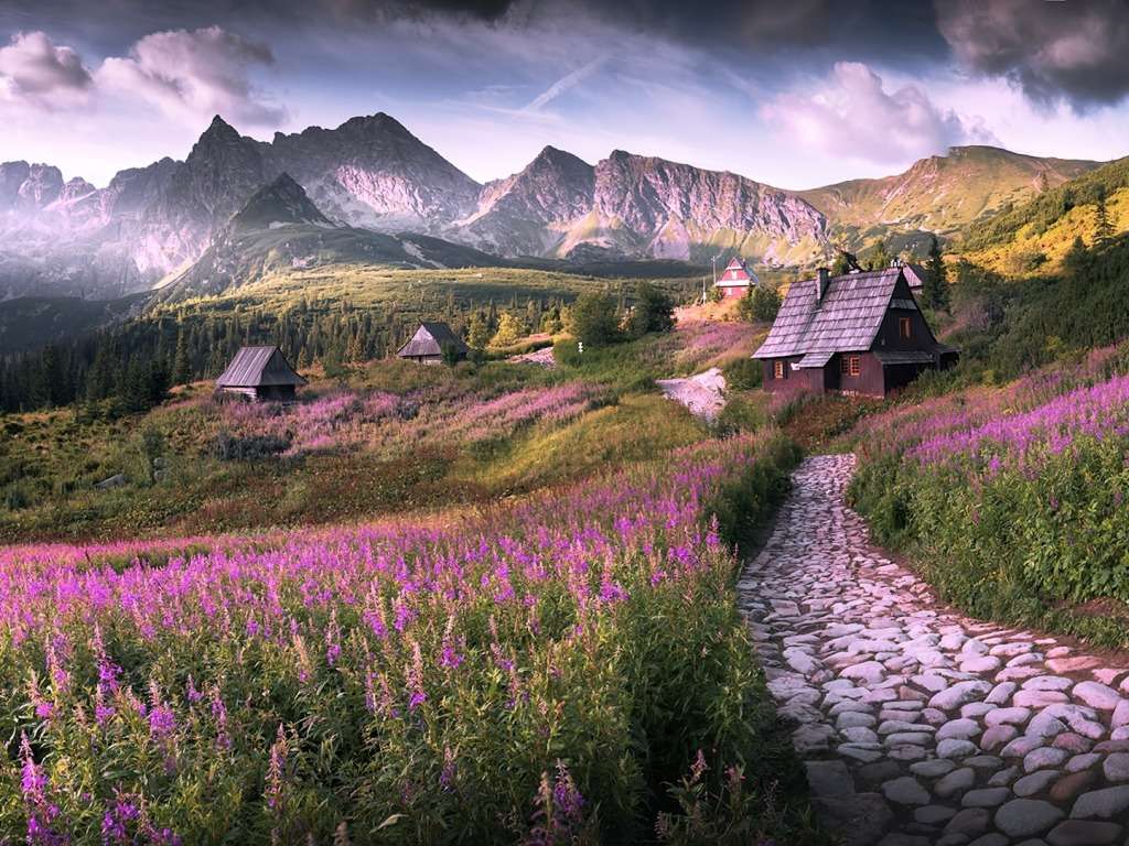 Polônia-Gąsienicowa Valley, Tatra Mountains, encantos de beleza quebra-cabeças online