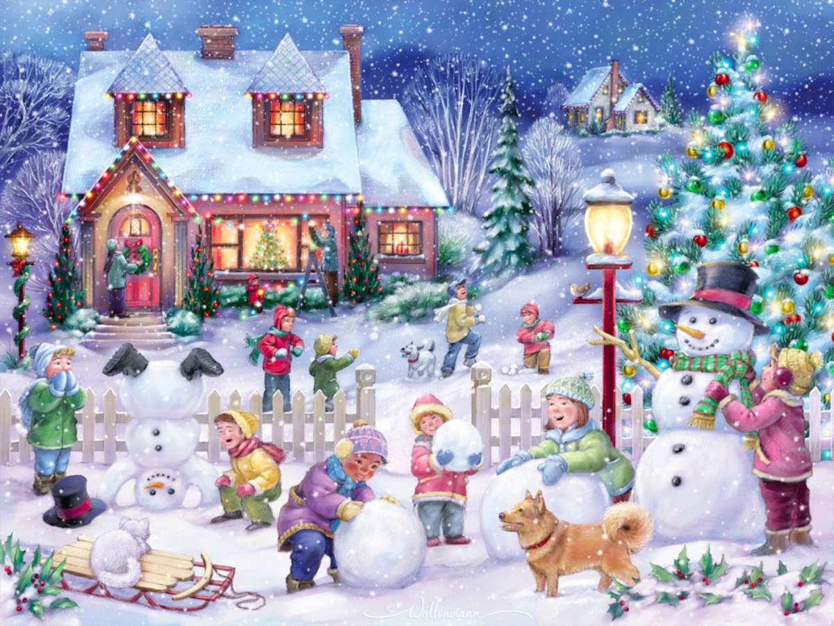 Facciamo il pupazzo di neve più carino - gara di quartiere puzzle online
