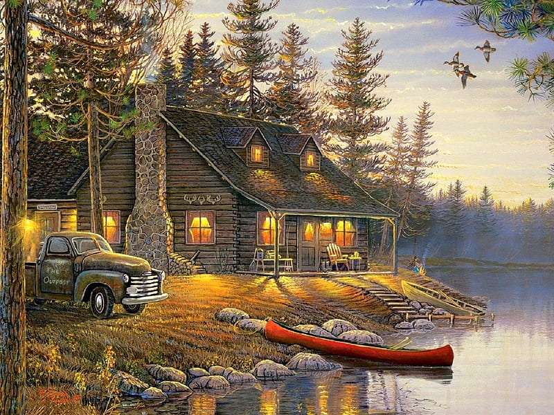 casa de campo perto do lago puzzle online