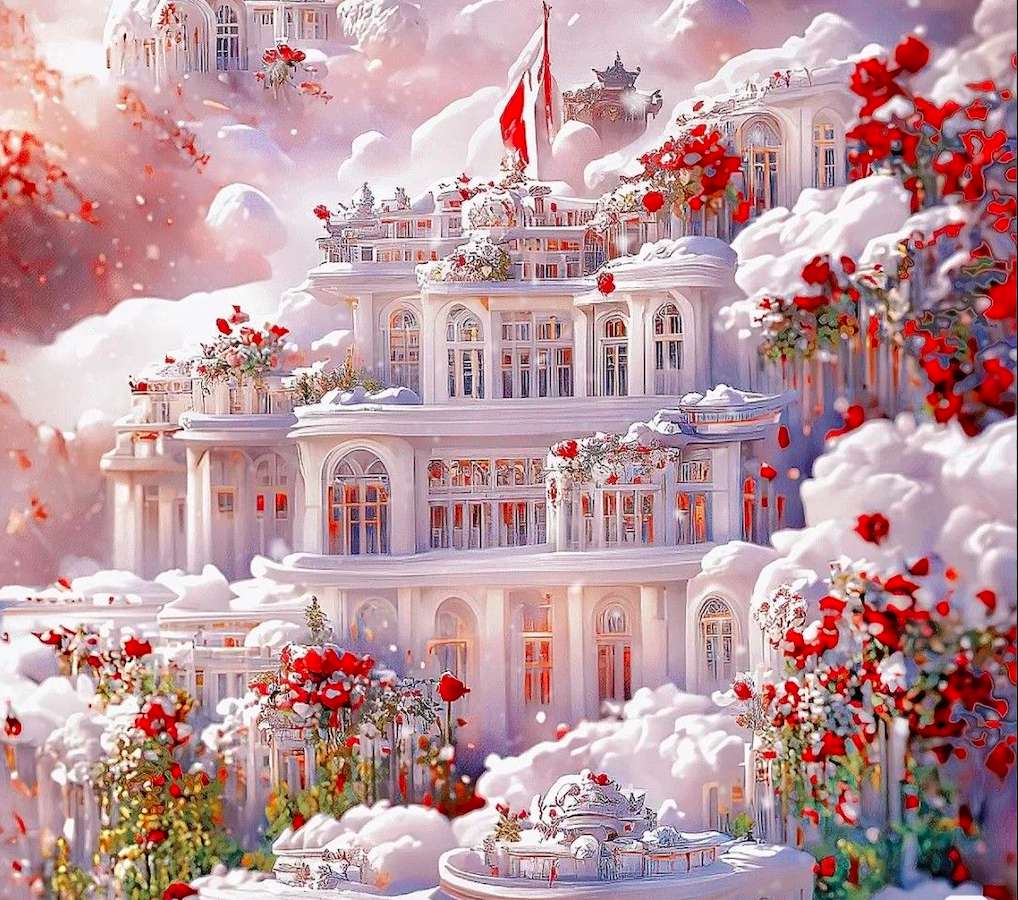 Een wit, bijna hemels kasteel, iets moois legpuzzel online