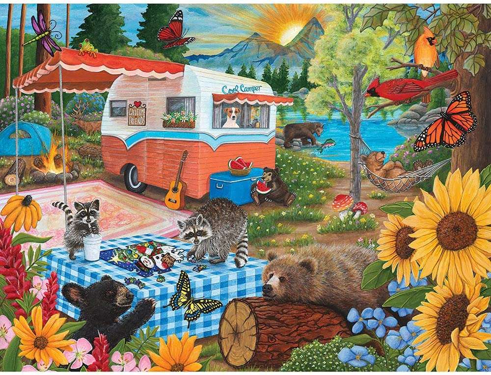 Picknick im Wohnmobil am See Online-Puzzle