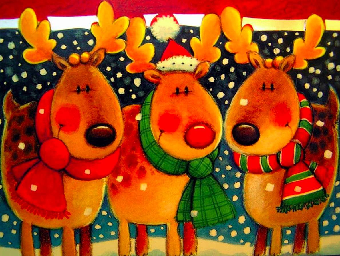 Ayudantes de Papá Noel - Bailarín, Rudolph y Prancer rompecabezas en línea