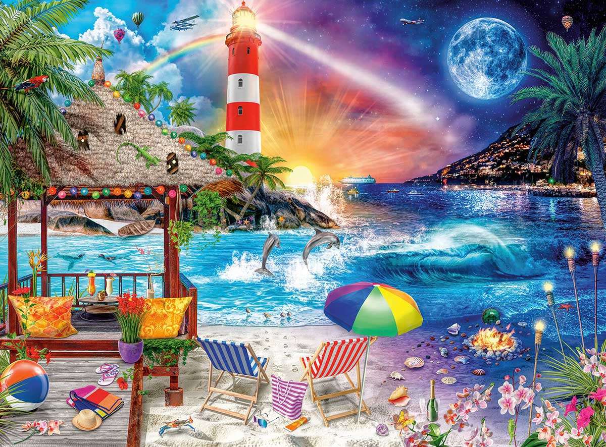 Starea pe plajă la tropice jigsaw puzzle online