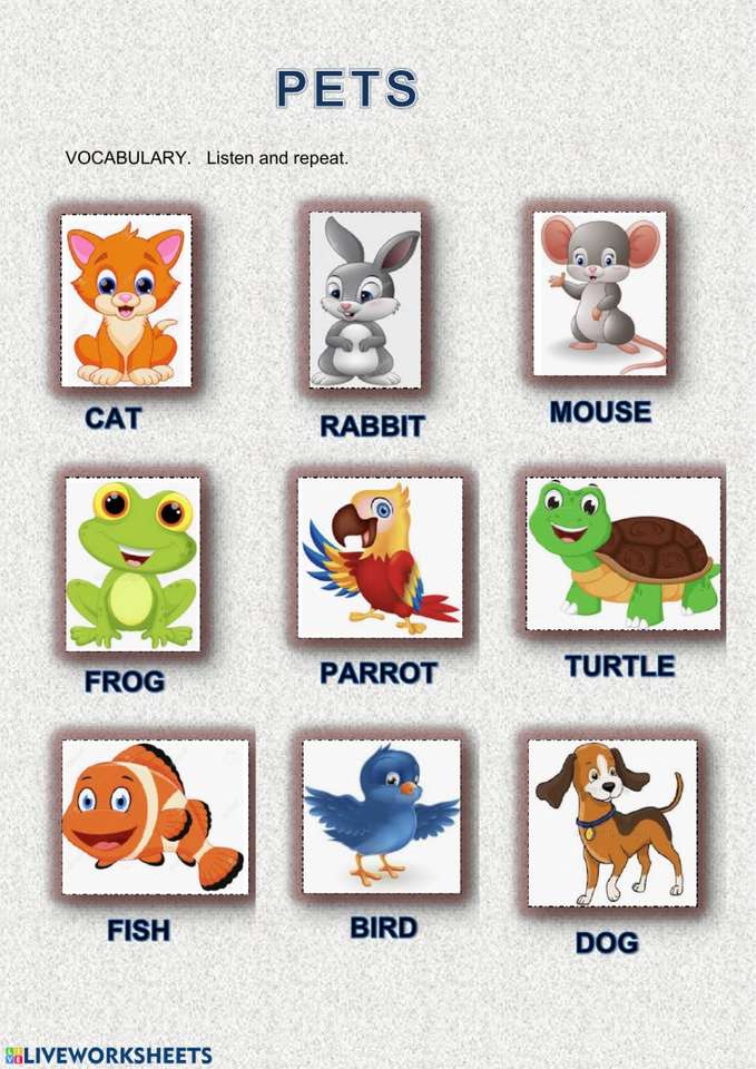 Wortschatz für Haustiere Puzzlespiel online