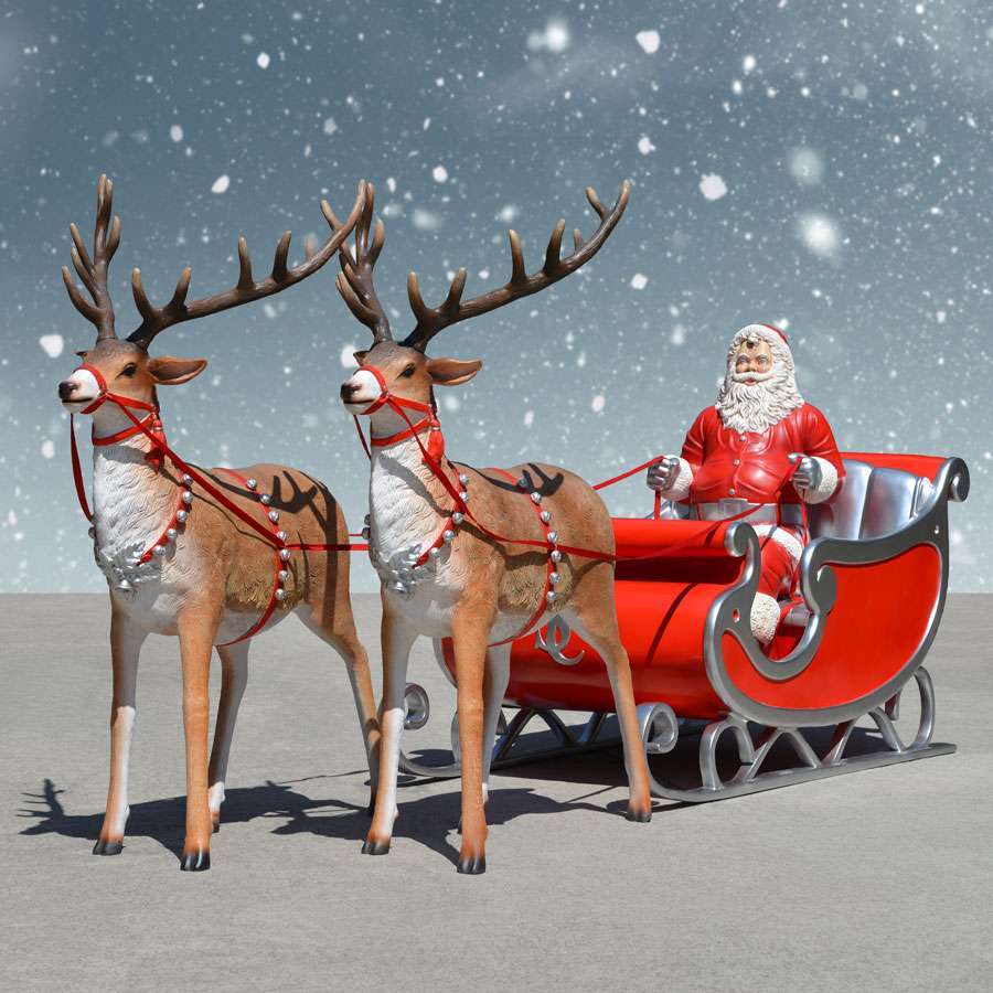 Санта с елени онлайн пъзел