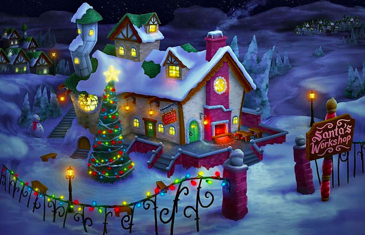 Weihnachtlich geschmücktes Haus Online-Puzzle