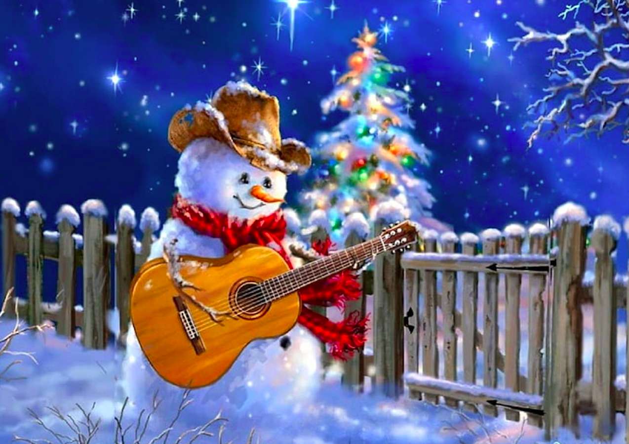 Sneeuwpop-jongen met een gitaar :) legpuzzel online