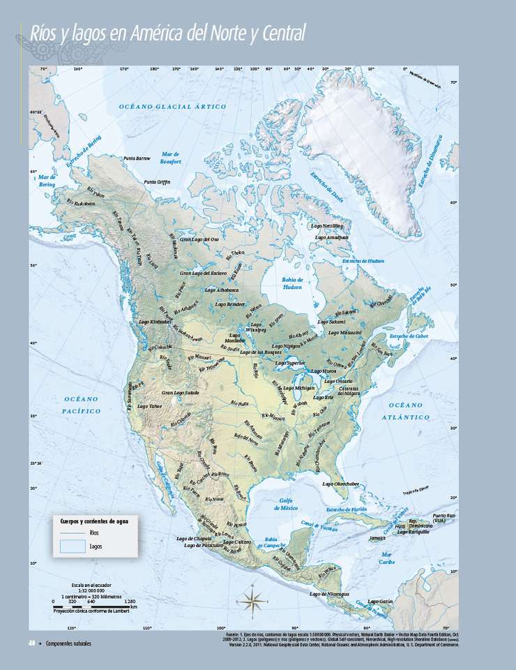 Rivières et lacs d'Amérique du Nord et d'Amérique centrale puzzle en ligne