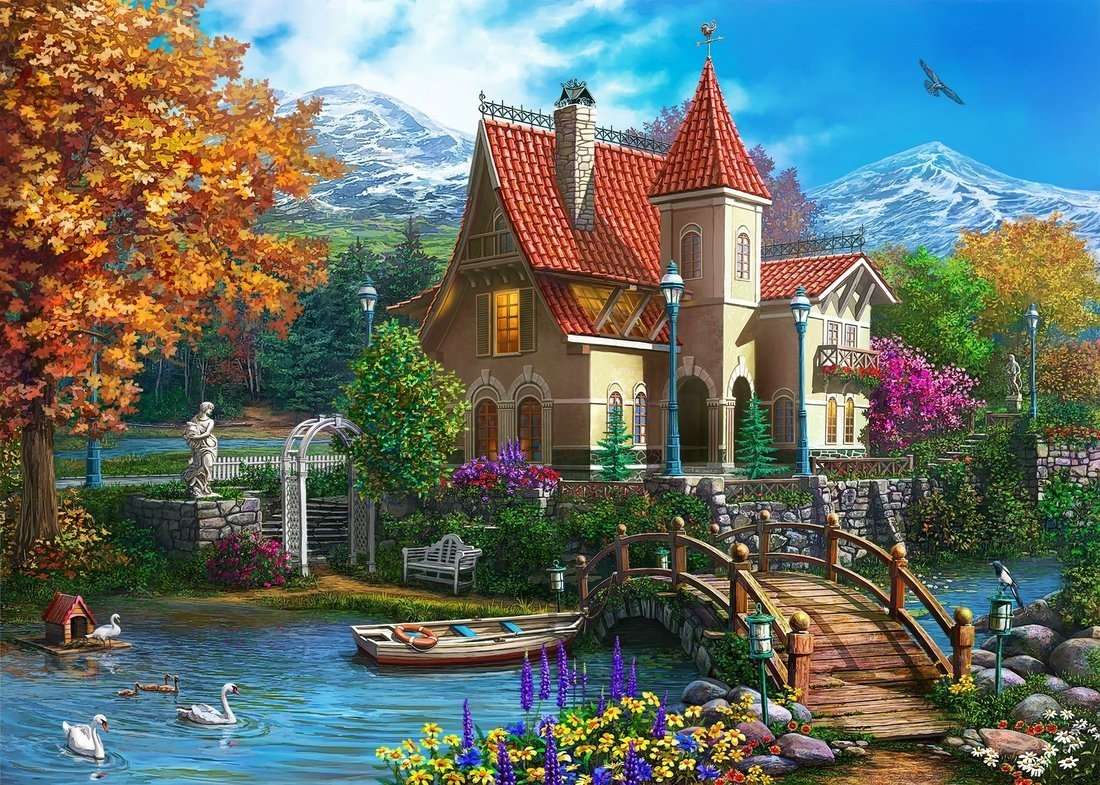 Ein wunderschönes Herrenhaus in einer wunderschönen Lage Online-Puzzle