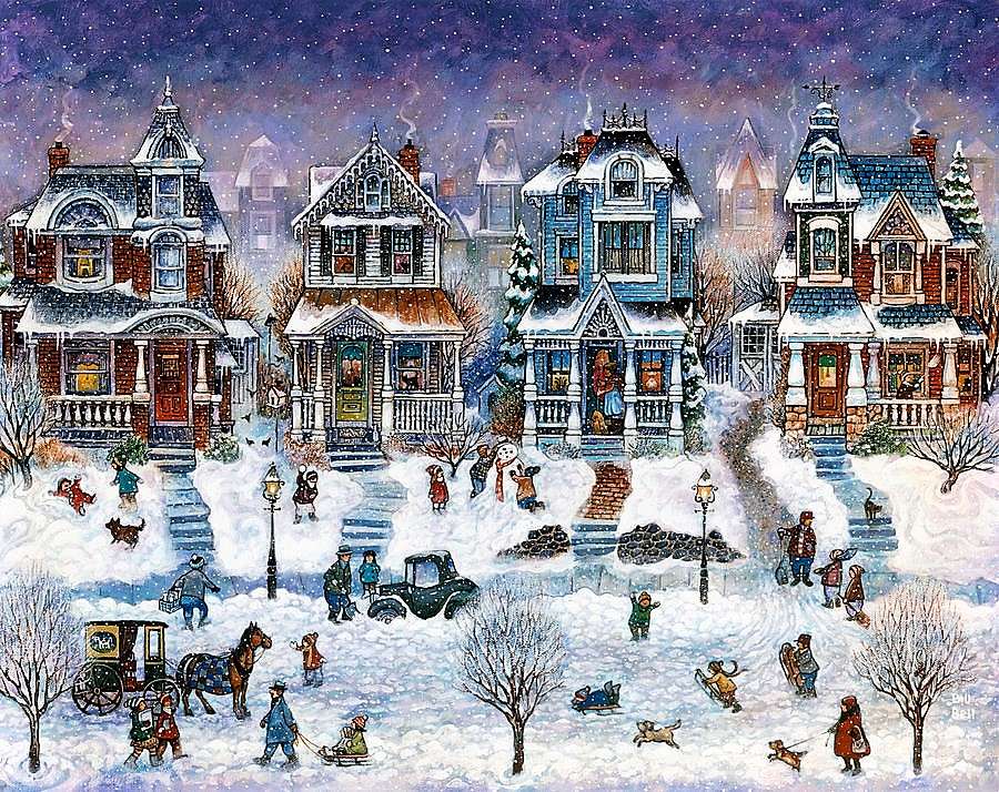 Painting winter in the city jigsaw puzzle online