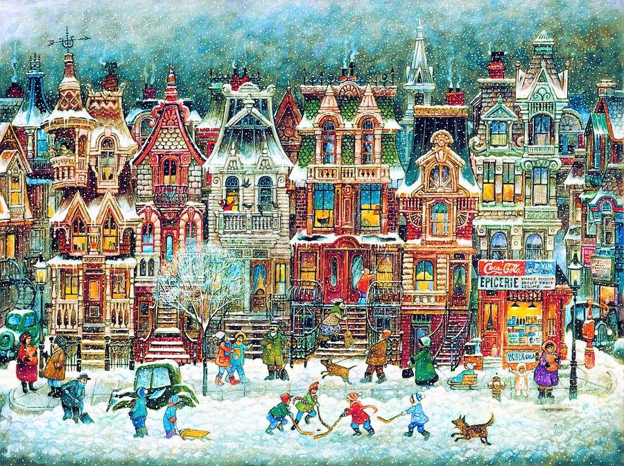 Gemälde Winter in Montreal Kanada Puzzlespiel online
