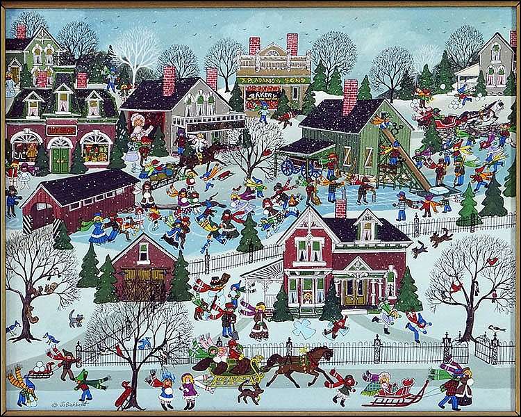 Gemälde Winter in der Stadt Puzzlespiel online