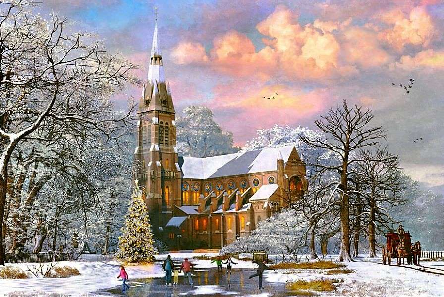 Рисуване на зимата в провинцията онлайн пъзел