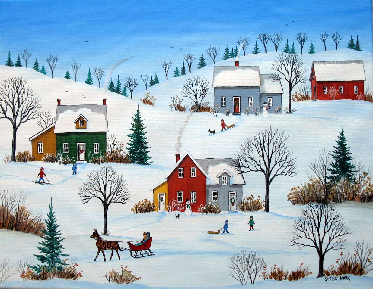 Pintando o inverno no campo quebra-cabeças online