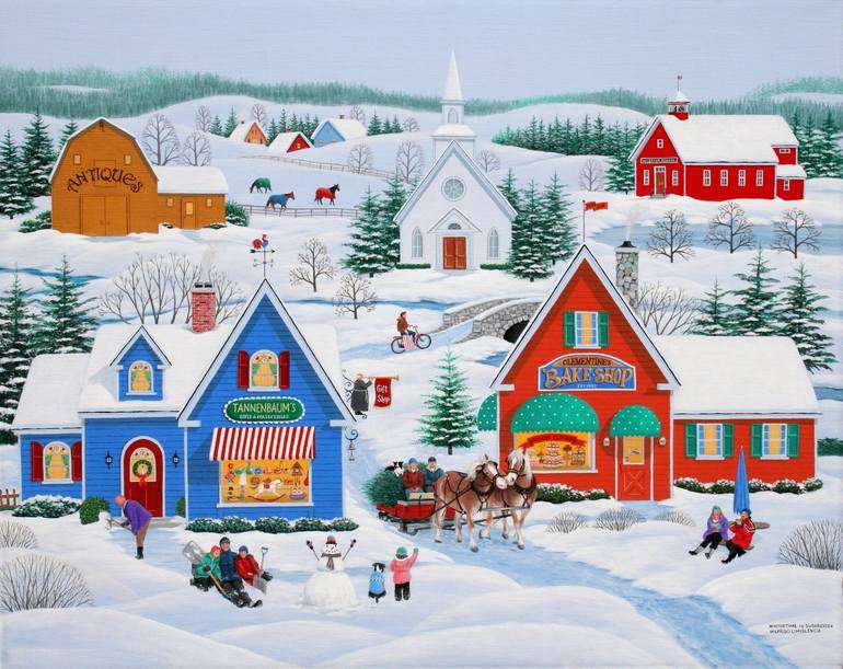 Winter schilderen op het platteland legpuzzel online