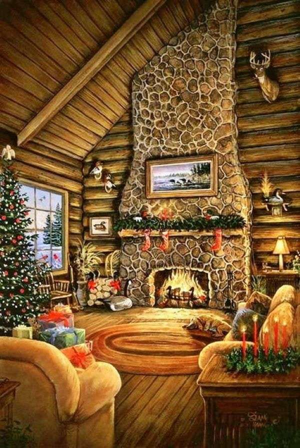 Χριστούγεννα στο Log Cabin παζλ online