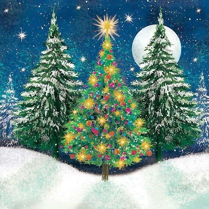 Schilderij kerstboom in dennenbos online puzzel