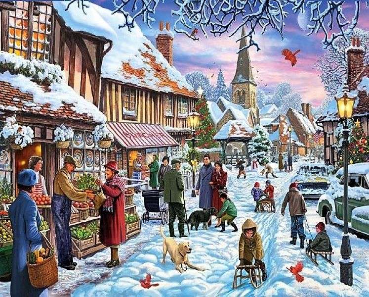 Pintura de Natal no campo quebra-cabeças online