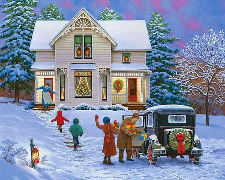 Ζωγραφική Χριστουγέννων στην ύπαιθρο online παζλ