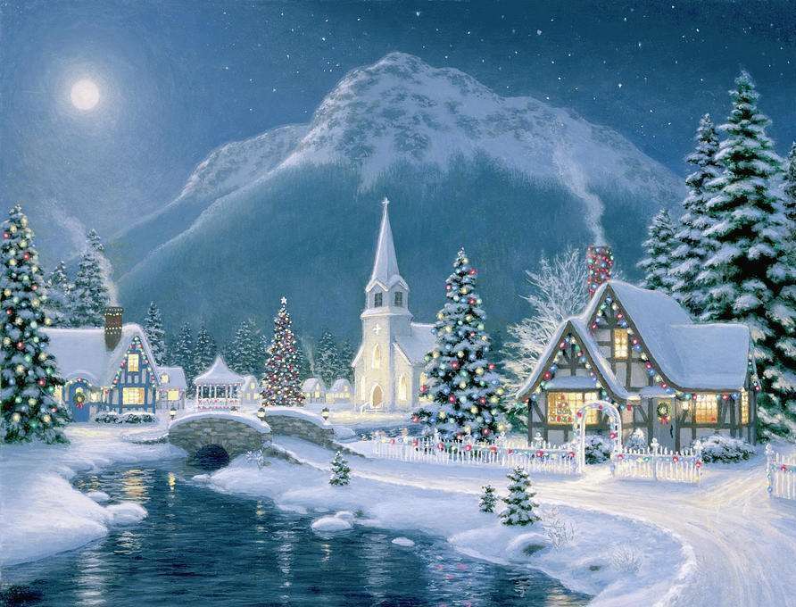 Ζωγραφική Χριστουγέννων στην ύπαιθρο παζλ online