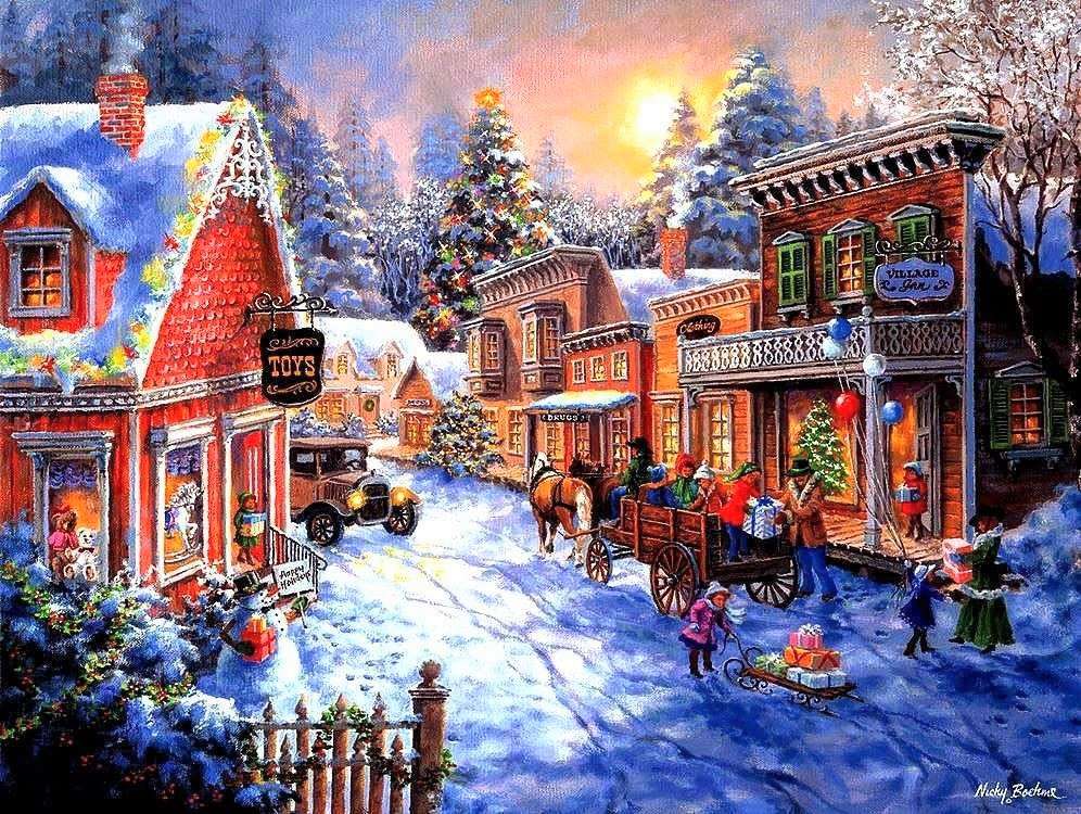Painting Christmas in the countryside jigsaw puzzle online