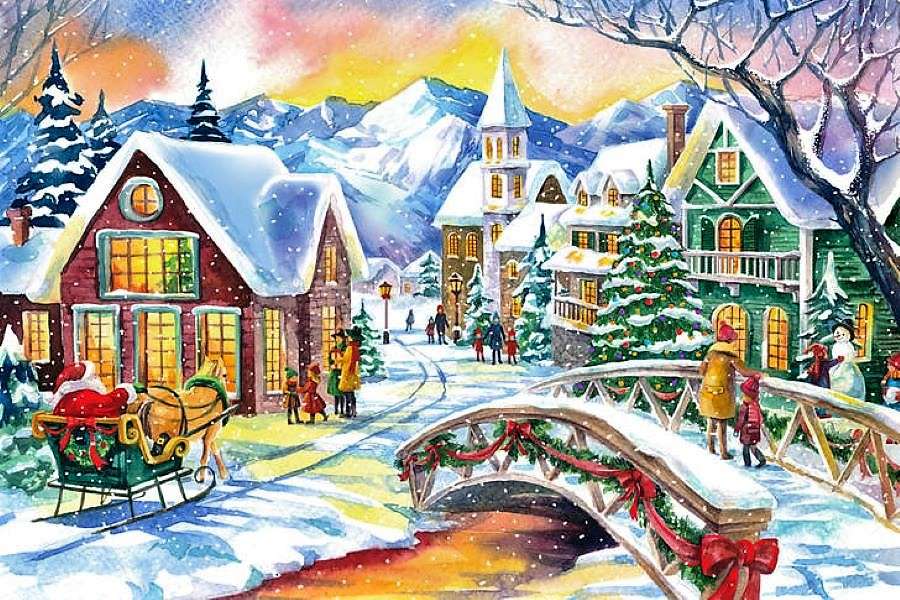 Malování Vánoc na venkově skládačky online