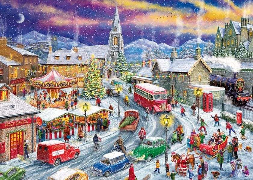 Картина Рождество в городе онлайн-пазл