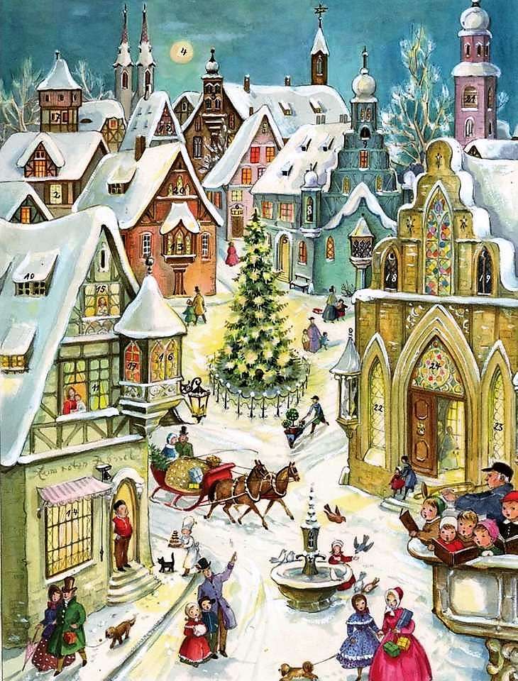 街でクリスマスを描く ジグソーパズルオンライン