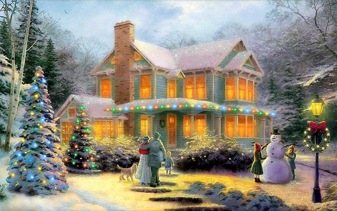 Karácsony festménye az országban online puzzle