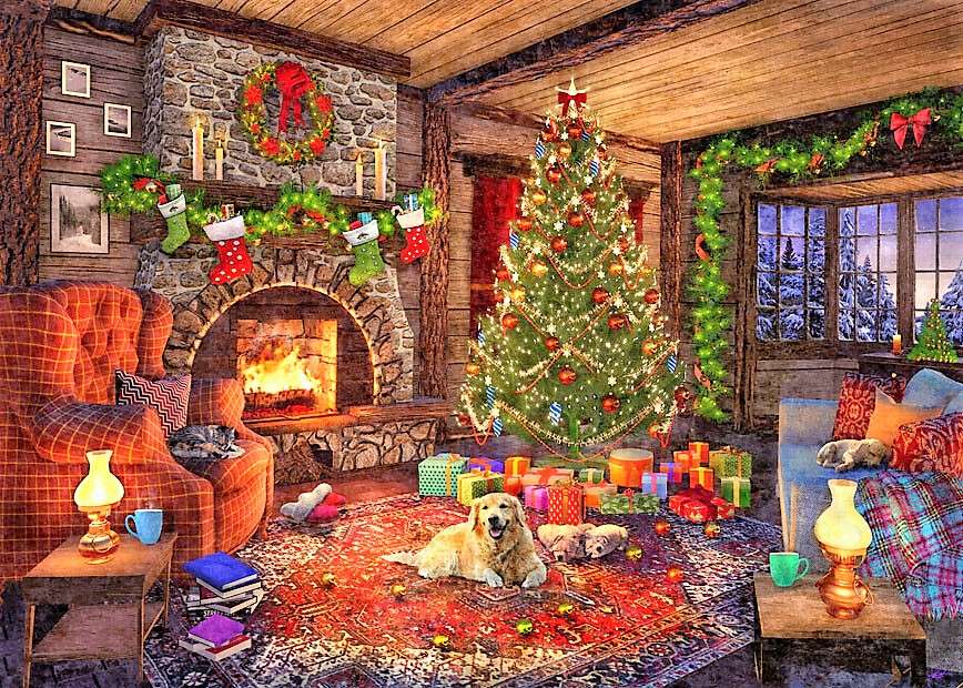 Gemälde Weihnachten zuhause Puzzlespiel online