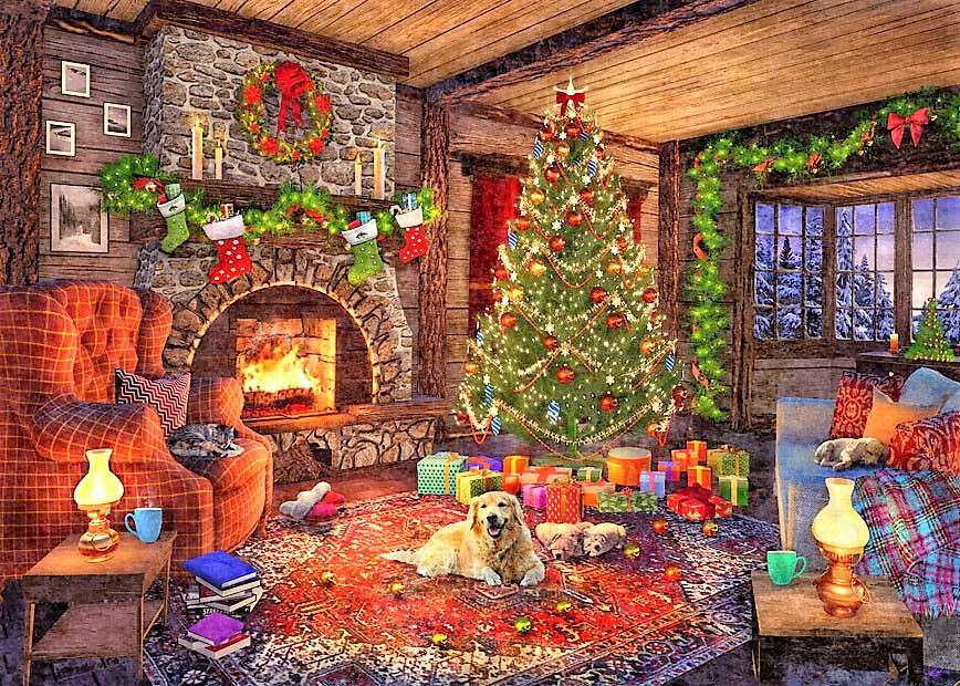 Painting Christmas at home jigsaw puzzle online