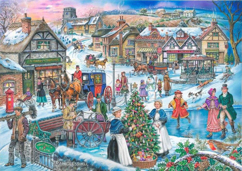 Peinture de Noël à la campagne puzzle en ligne