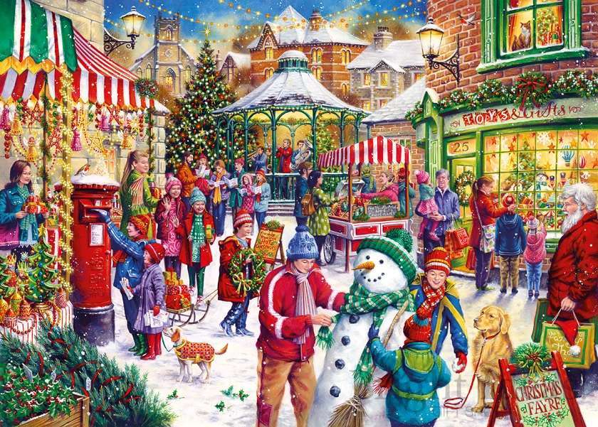 Gemälde Weihnachten in der Stadt Puzzlespiel online