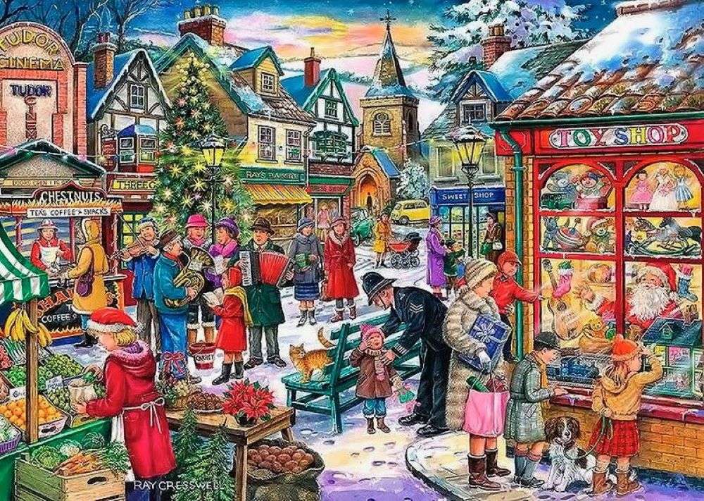 Painting Christmas market online puzzle
