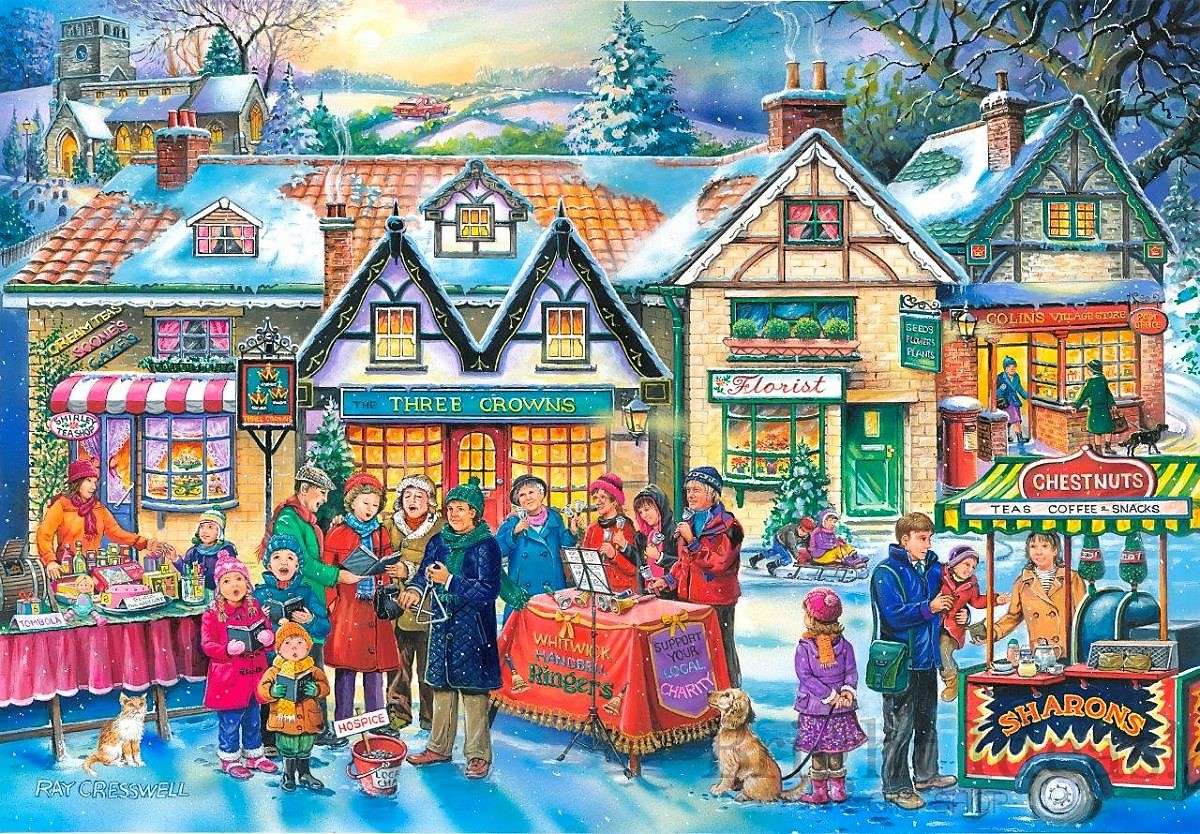 Malování vánoční trh online puzzle
