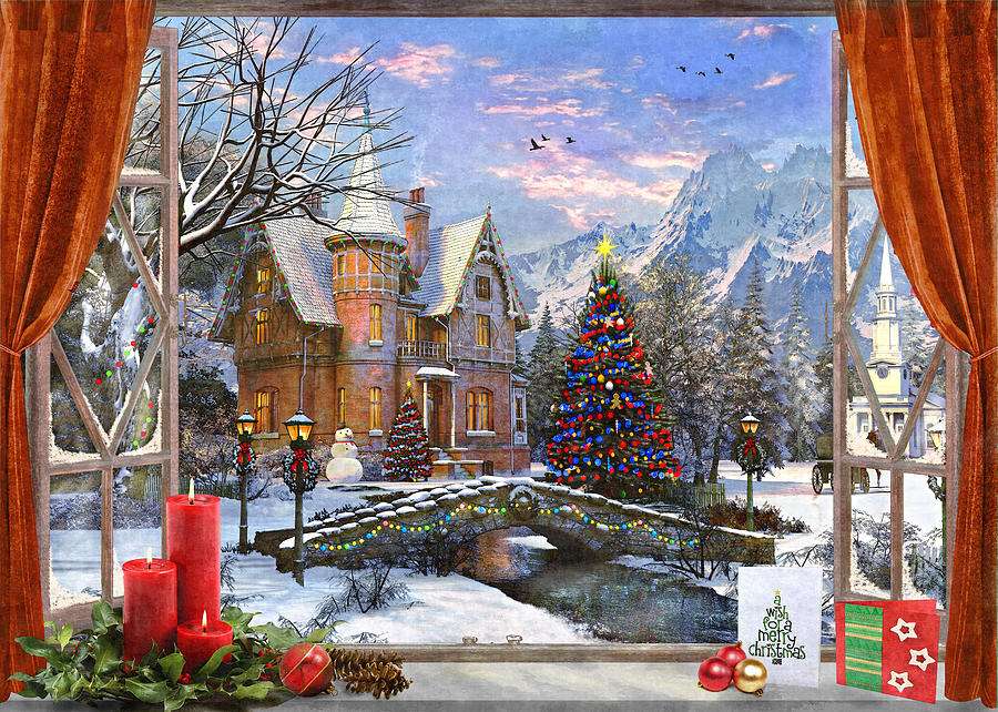 Kerst schilderen op het platteland online puzzel