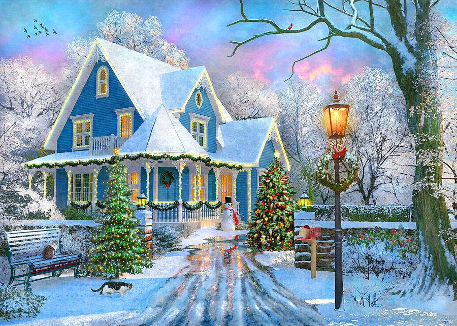 Painting Christmas in the countryside online puzzle