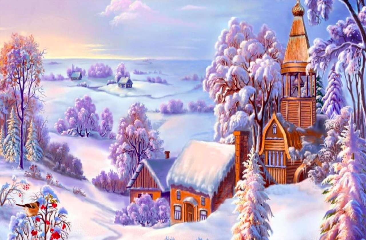 Wintermalerei - Wintermalerei Online-Puzzle