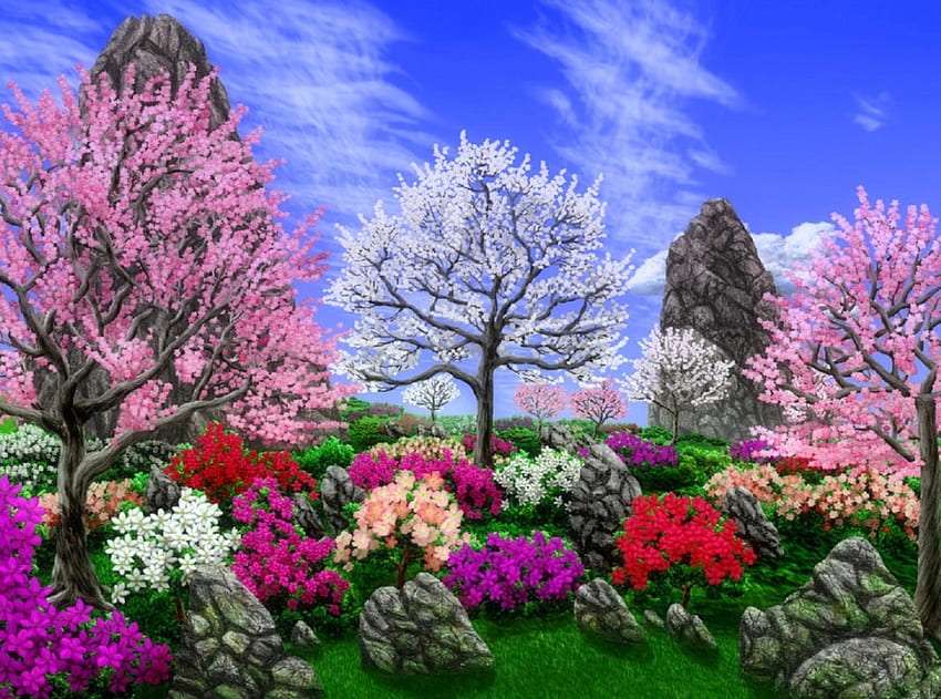 La primavera è arrivata, le meraviglie della natura hanno dato puzzle online