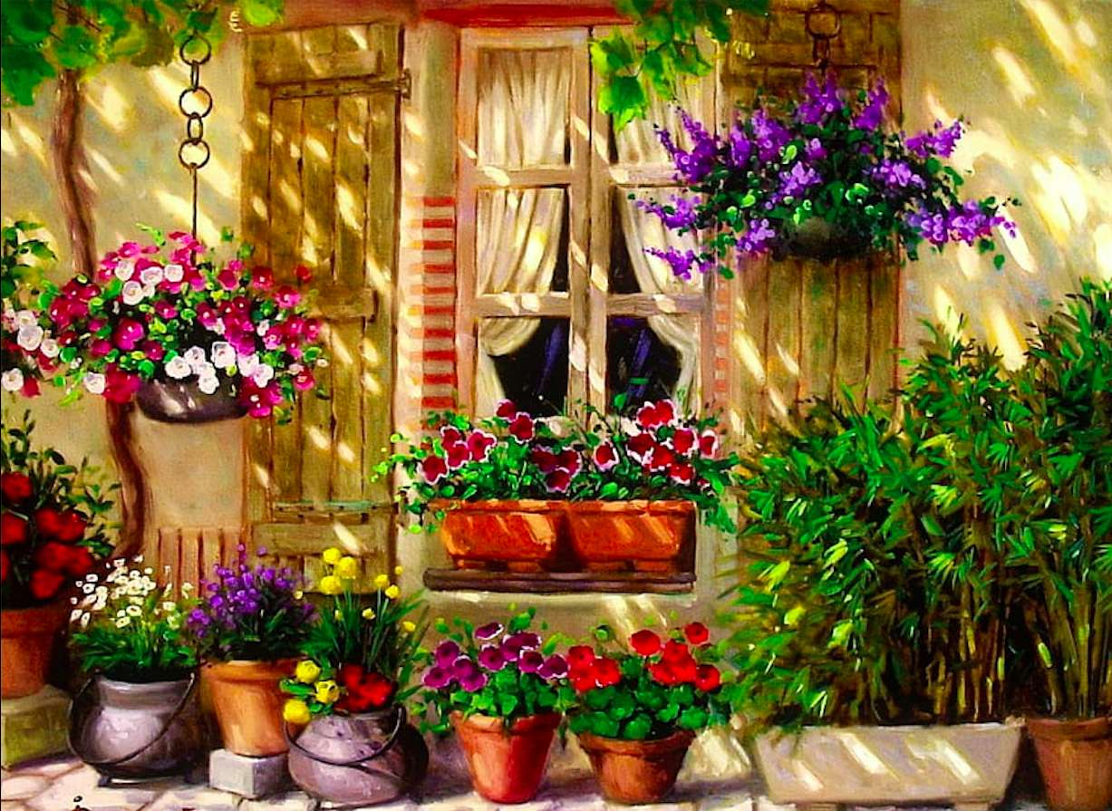 Encantador junto al jardín de la ''ventana'', hermoso rompecabezas en línea