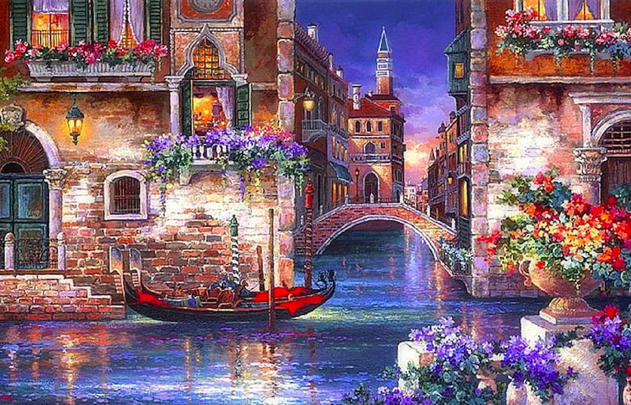 Prachtig romantisch Venetiaans kanaal legpuzzel online