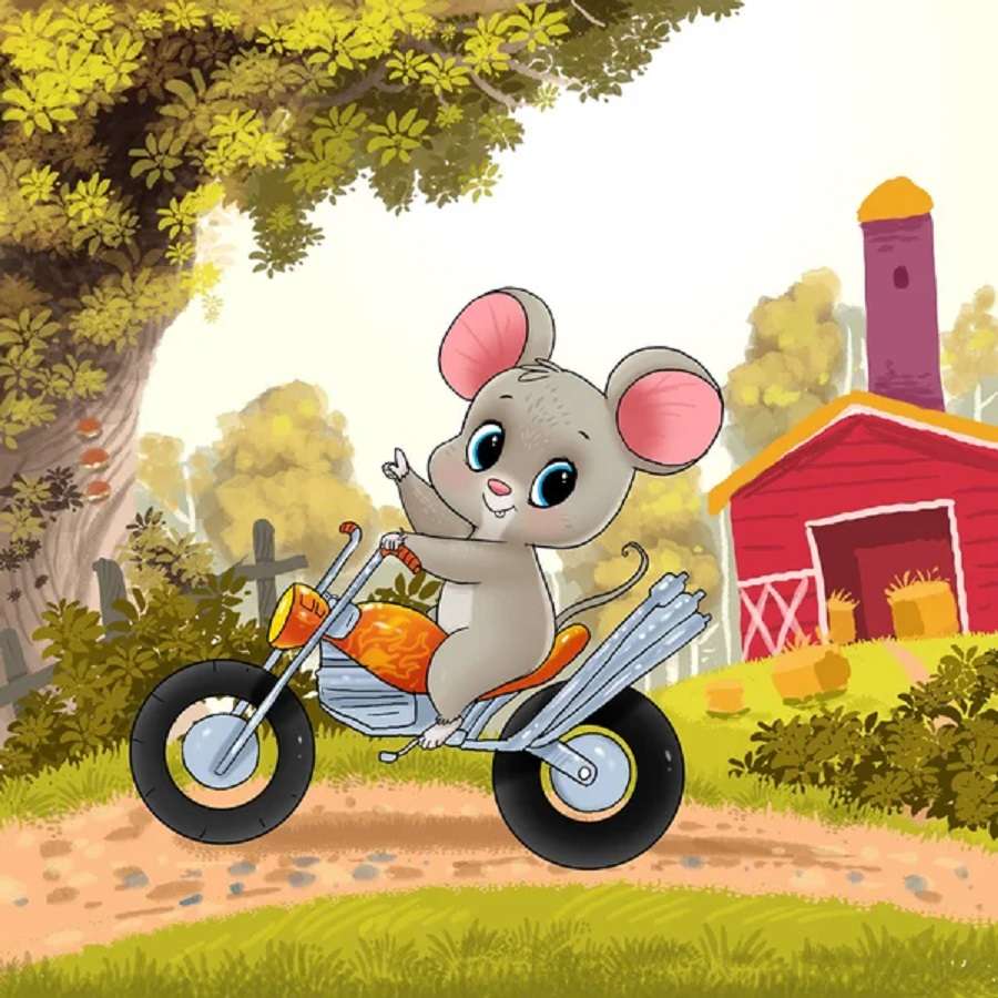 Mouse on the moped jigsaw puzzle online