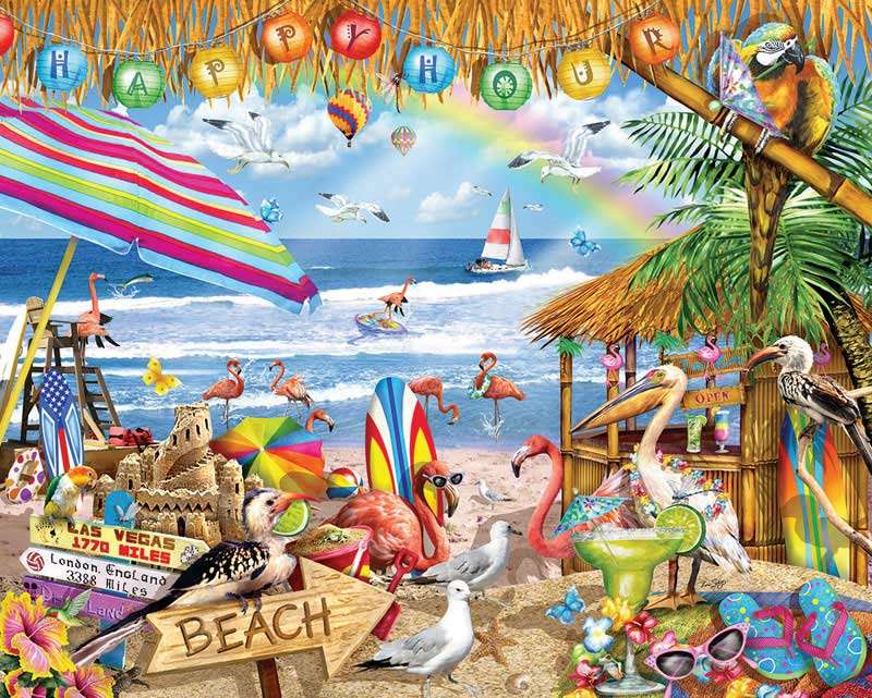 O plajă plină de animale jigsaw puzzle online