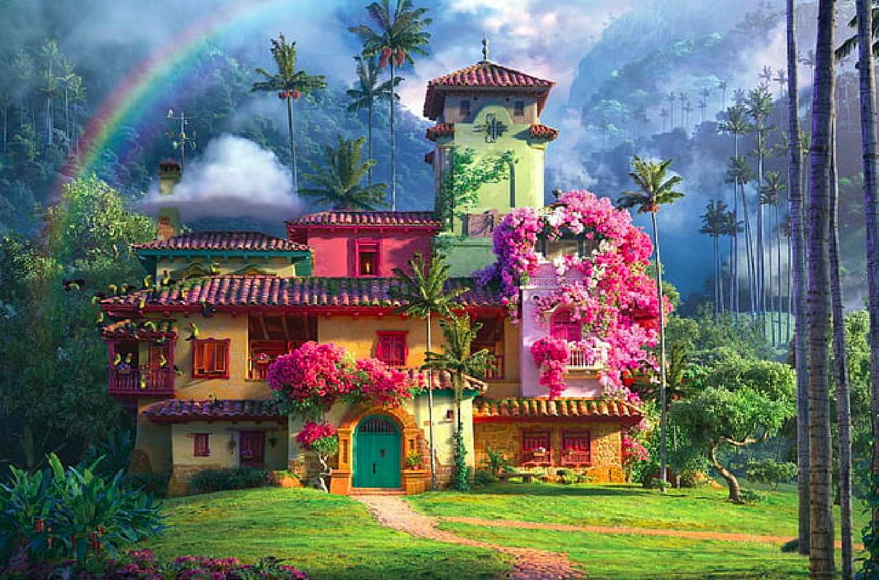 O casă frumoasă cu flori înflorite jigsaw puzzle online