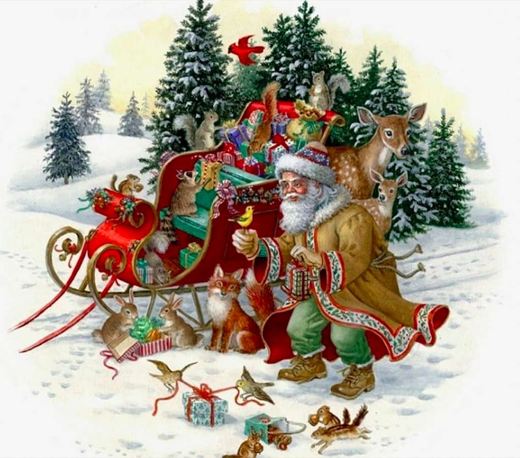 Babbo Natale e i suoi amici della foresta puzzle online