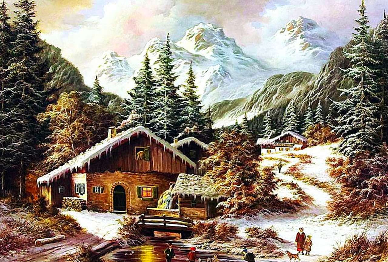 Inverno nas montanhas, linda vista :) quebra-cabeças online