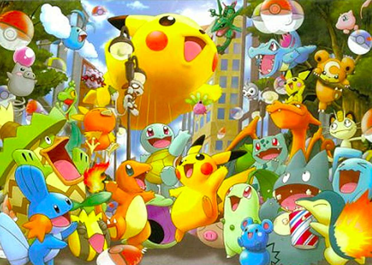 Pokemons - Verrücktes Treffen des ganzen Teams :) Online-Puzzle