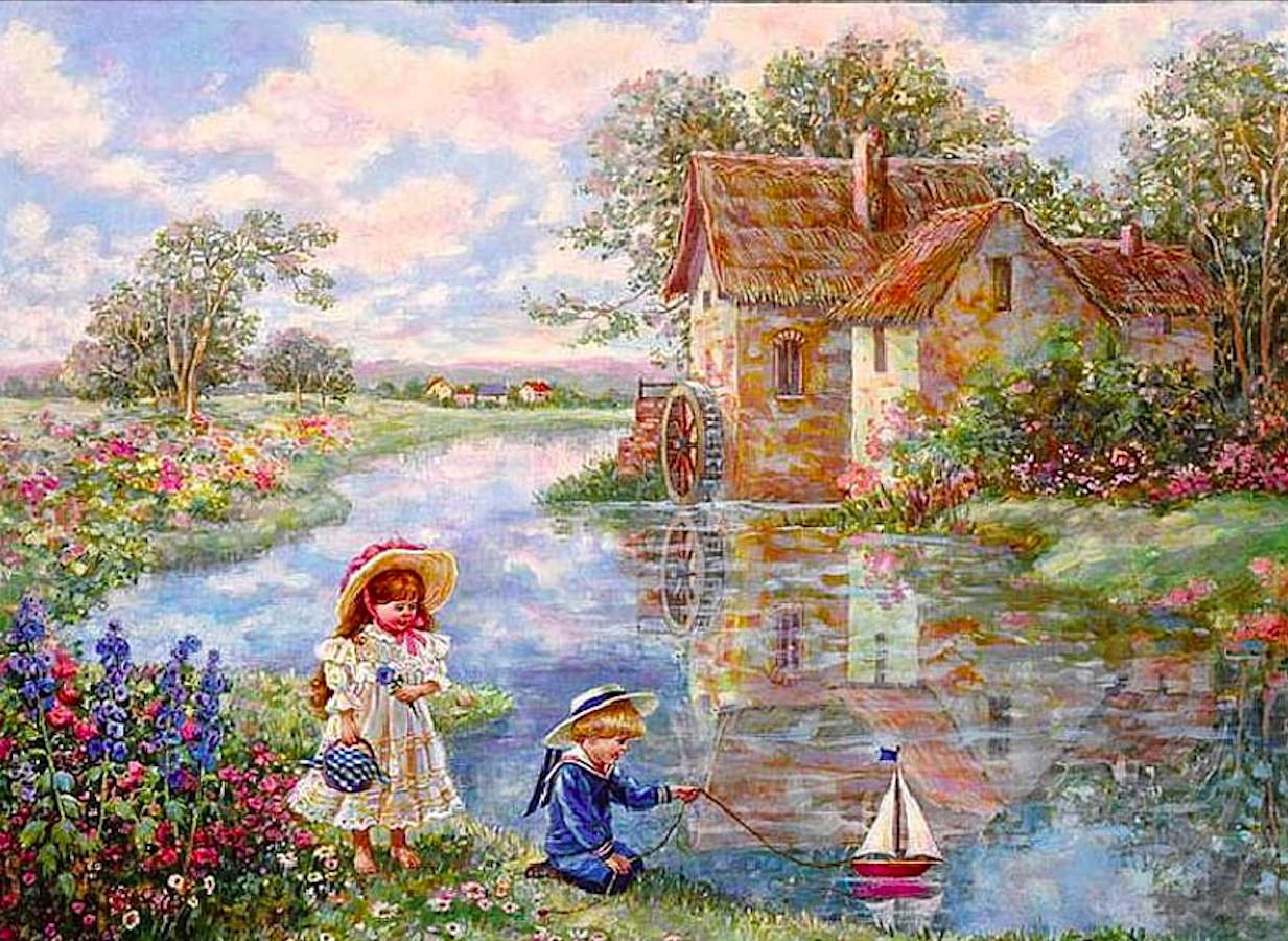 Children playing at the mill jigsaw puzzle online