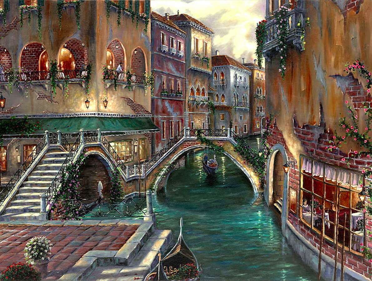 Венециански улици, пълни с романтика онлайн пъзел