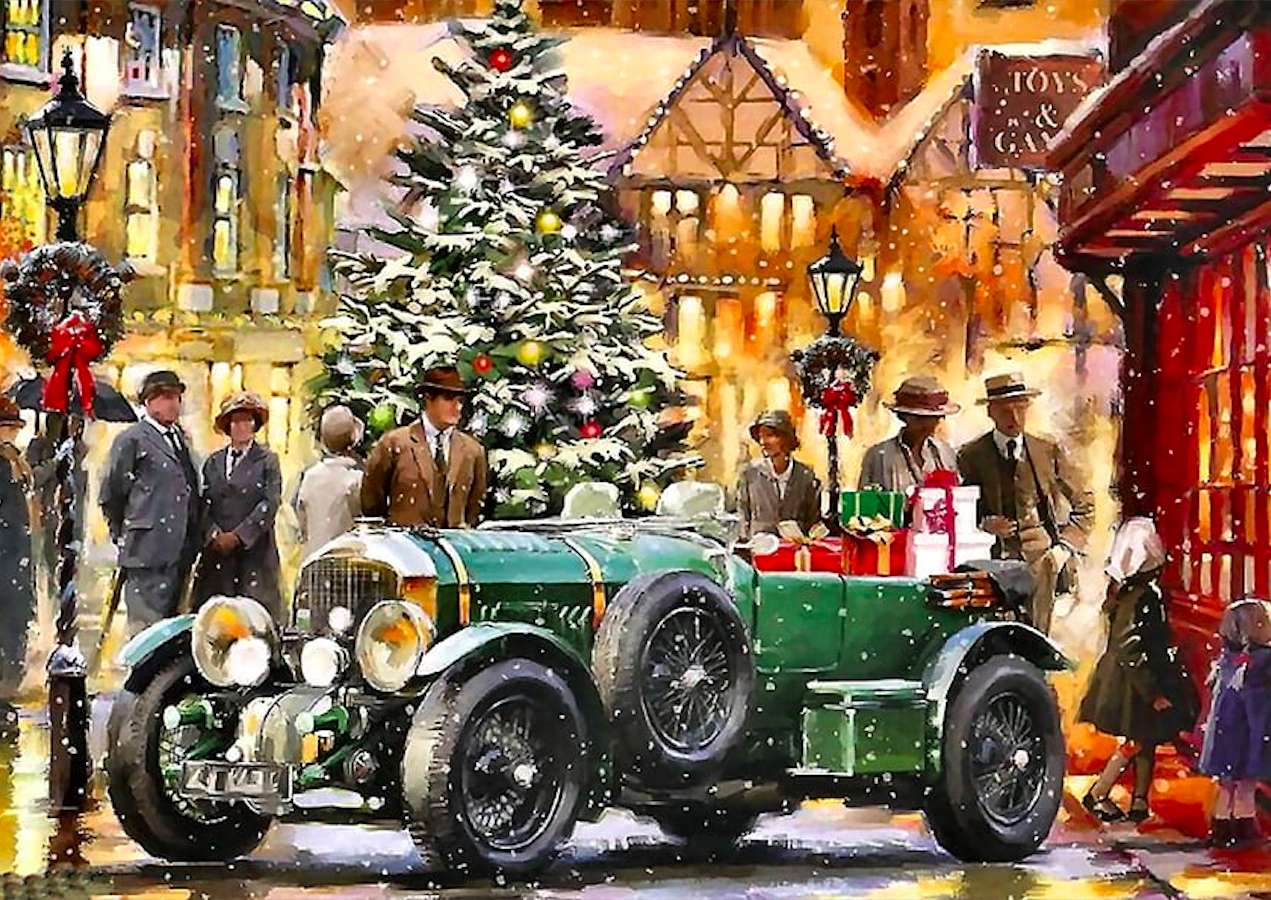 Shopping natalizio in una bella macchina di quegli anni puzzle online